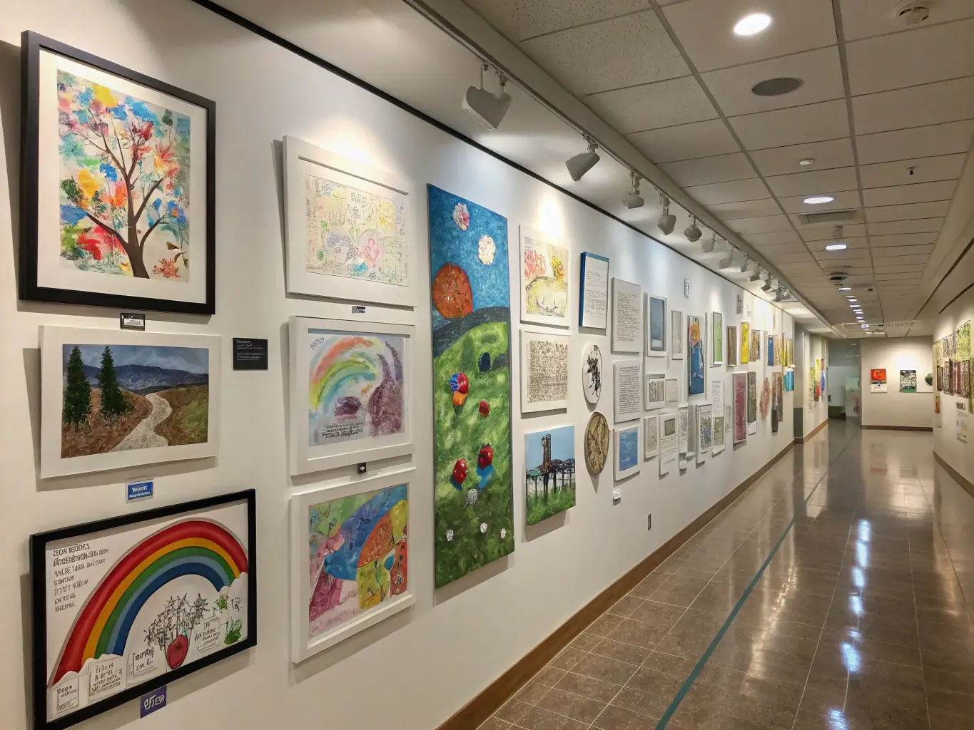 An image of an art exhibition featuring the works of young artists, highlighting their talent and creativity.